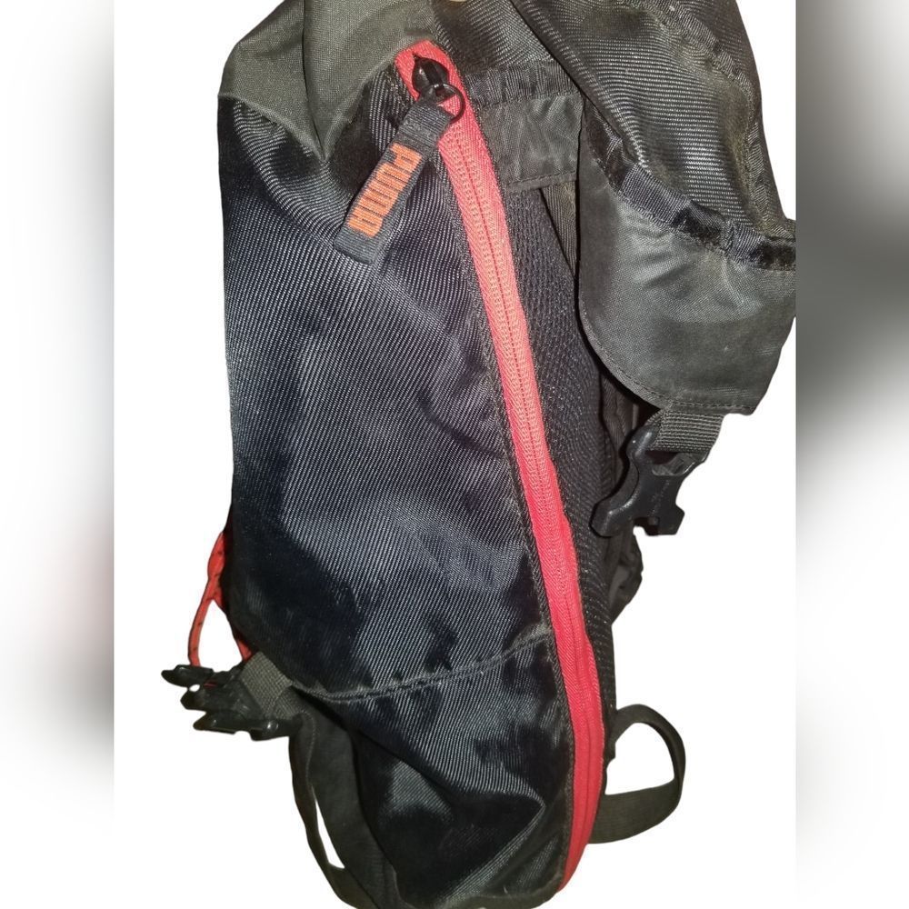 Puma Backpack Black and Red Drawstring and Zippers - Picture 3 of 9